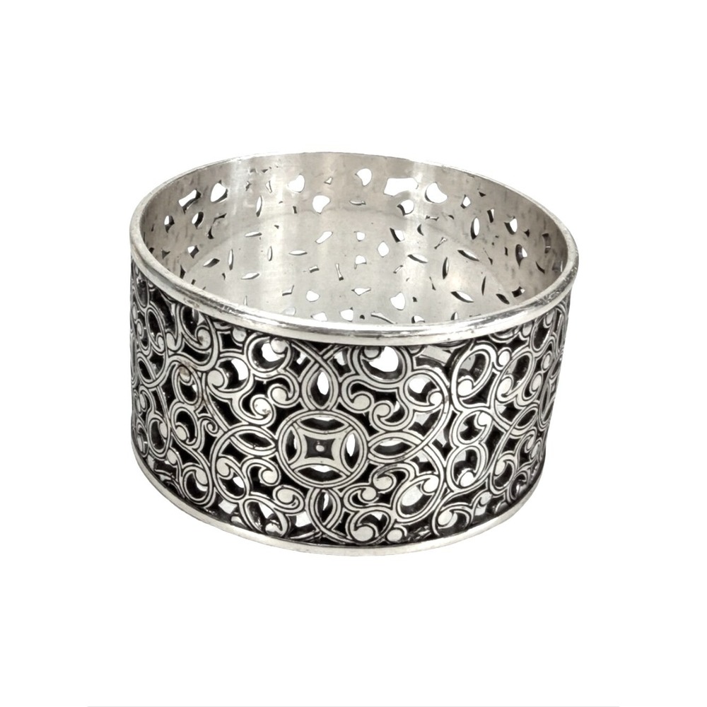 Brighton Serendipity Statement Chunky Wide Ornate‎ Silver plated Bangle Bracelet
